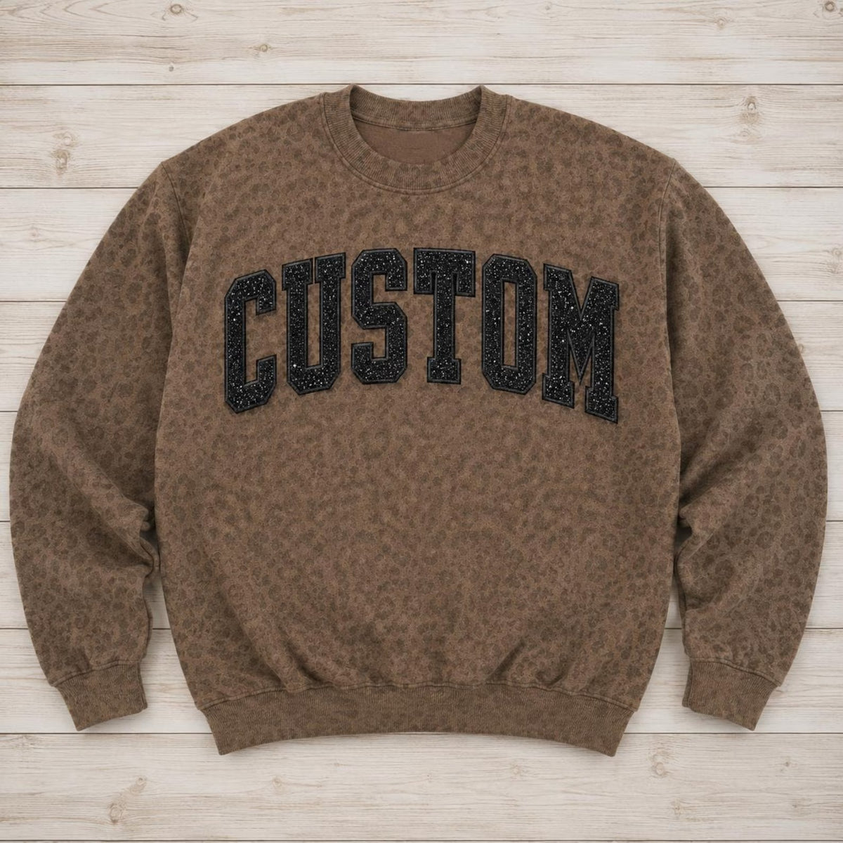 Custom Leopard Varsity Crewneck
