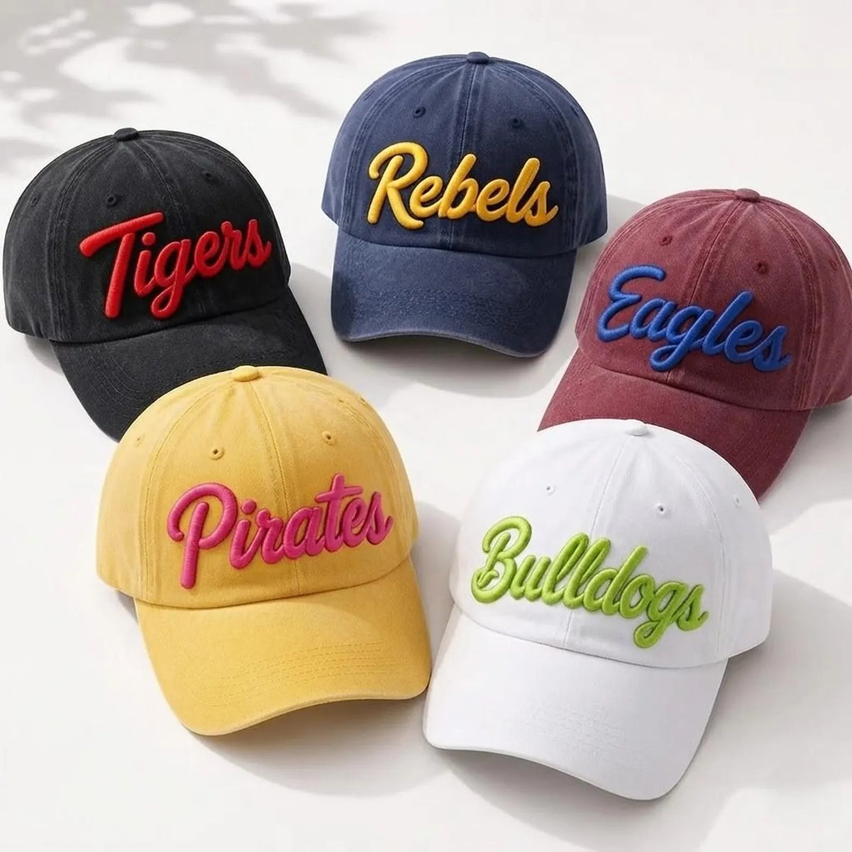Custom 3D Puff Embroidered  Team Mascot Cap