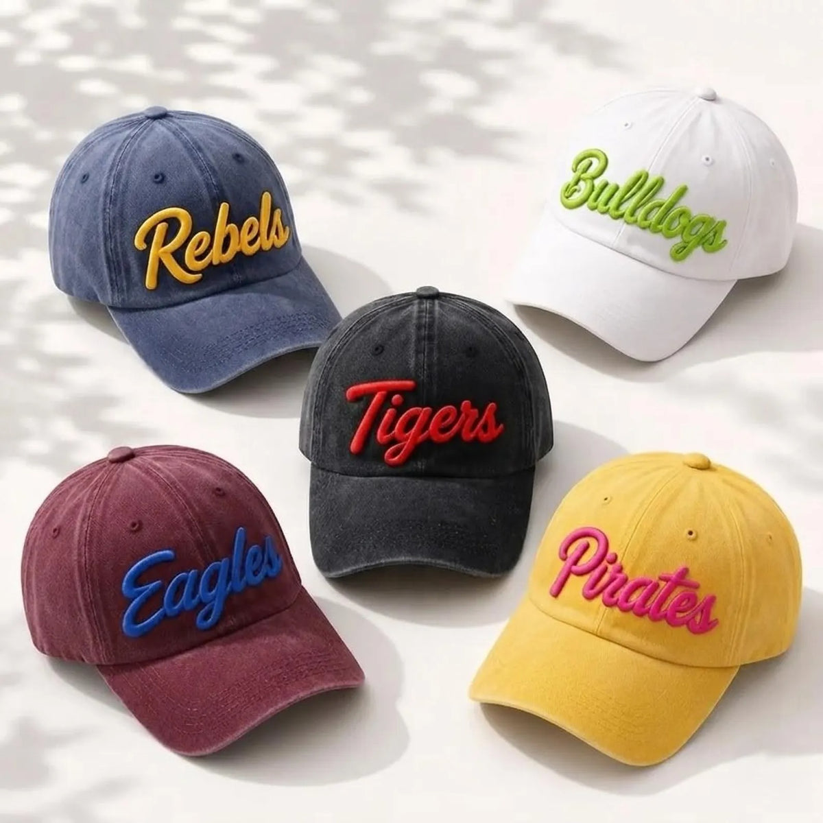 Custom 3D Puff Embroidered  Team Mascot Cap