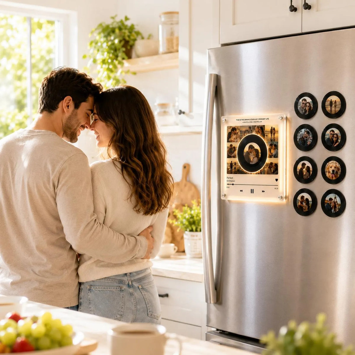 Custom Couple Photo NFC Music Fridge Magnet – Personalized Photo Music Plaque – Romantic Anniversary Gift for Couples