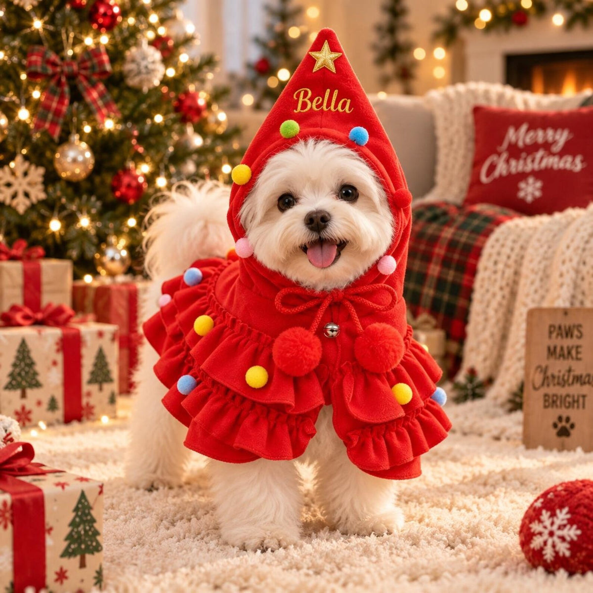 Personalized Christmas Tree Pet Costume