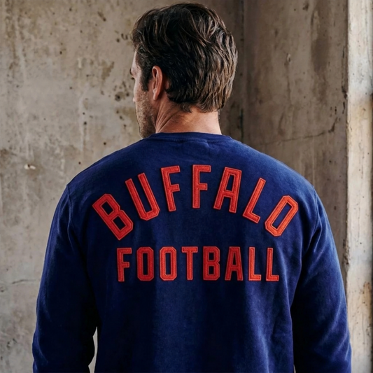 Custom Stitched Retro Wool Felt Letter Sweatshirt – Vintage Varsity Style | Personalized Back Design