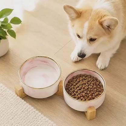 Personalized Marble Pet Bowl with Stand